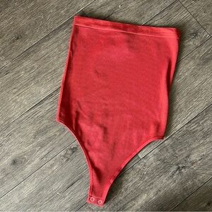 Urban Outfitters Red Ribbed Strapless Bodysuit
